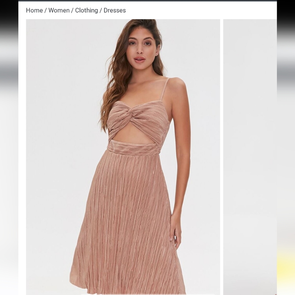 Forever 21 Taupe Pleated Cut Out Cami Dress  Medium